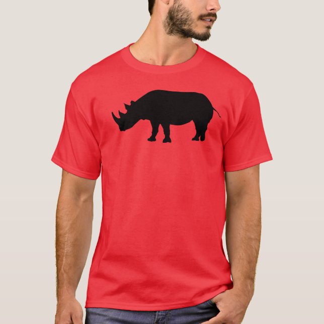 T-shirt de rouge de silhouette de rhinocéros (Devant)