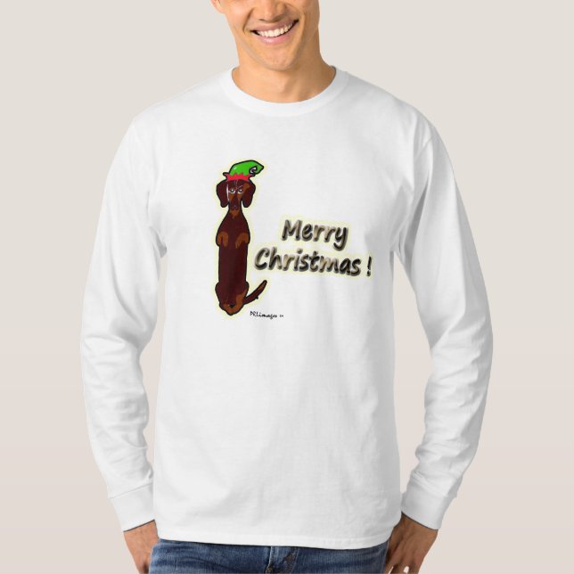 T-shirt de Sidney de teckel de Joyeux Noël (Devant)