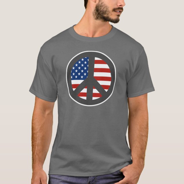 T-shirt de signe de paix de drapeau américain (Devant)