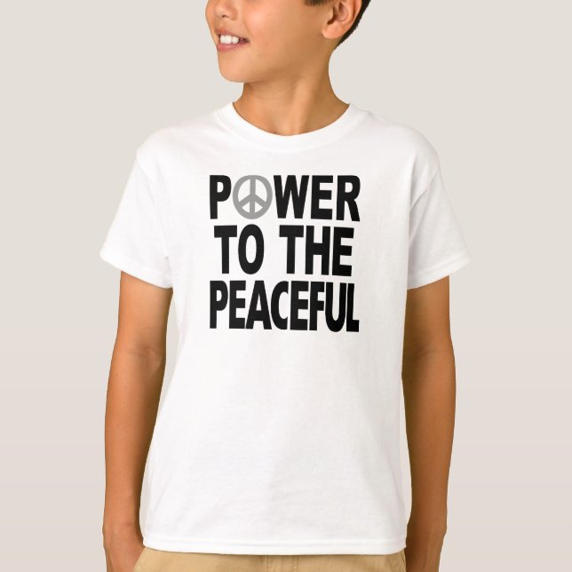 T-shirt de signe de paix - "puissance au paisible (Devant)