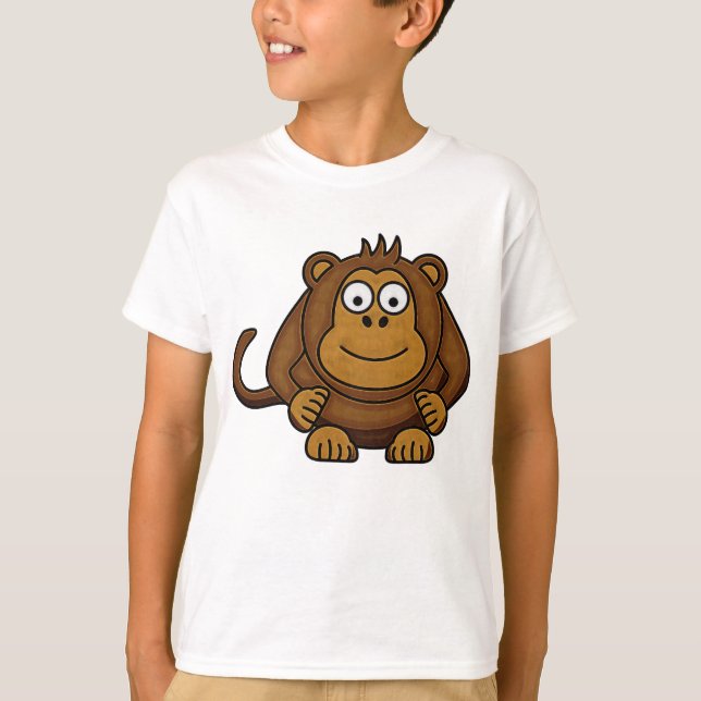 T-shirt de singe de bande dessinée d'enfants (Devant)