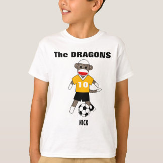T-shirt de singe de chaussette du football (or) -