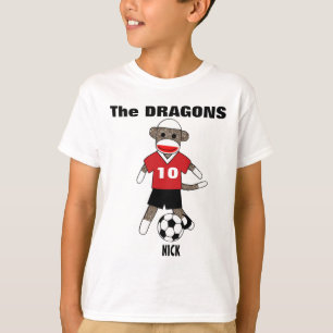 T-shirt de singe de chaussette du football (rouge)