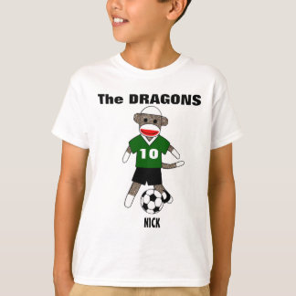 T-shirt de singe de chaussette du football (vert)