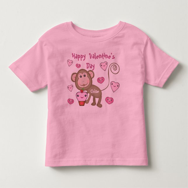 T-shirt de singe de la Saint-Valentin du bébé fait (Devant)