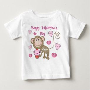 T-shirt de singe de la Saint-Valentin du bébé fait