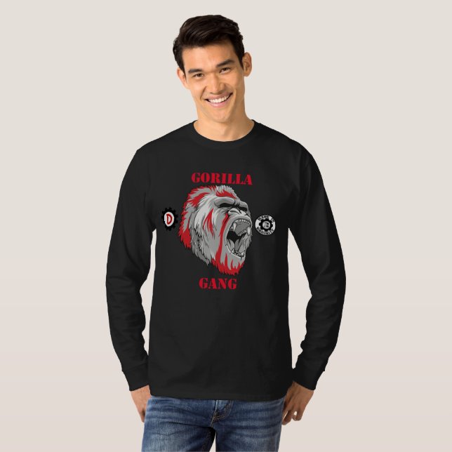 T-shirt de sleve de "bande du gorille des hommes (Devant entier)