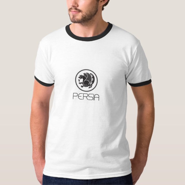 T-shirt de sonnerie de Perse, blanc/noir (Devant)