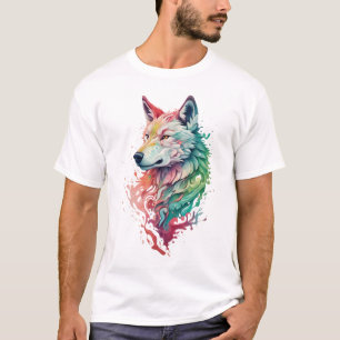 T-shirt de streetwear graphique avec loup, audacie