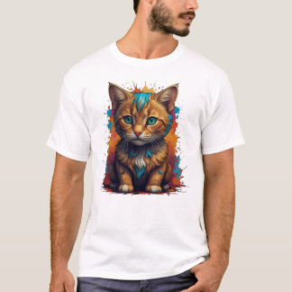 T-Shirt de style confortable avec chat orange mini