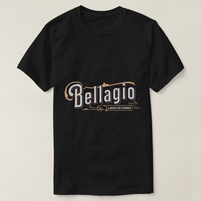 T-shirt de style rétro du lac de Côme Bellagio (Design devant)