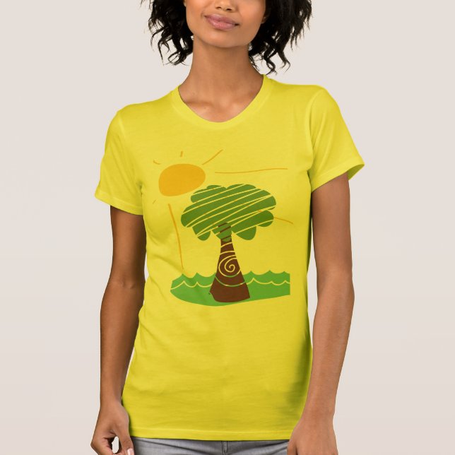 T-shirt de Sun d'été de brise d'île (Devant)