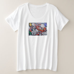T-shirt de taille PLUS féminin avec Dragon japonai