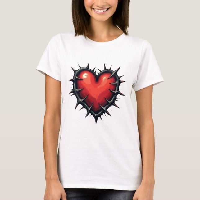 T-shirt de tatouage Coeur et épines de la vieille  (Devant)