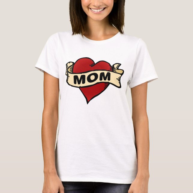T-shirt de tatouage de coeur de maman (Devant)
