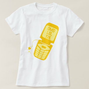 T-shirt de téléphone à flip jaune rétro