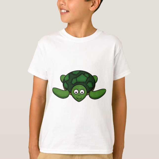 T-shirt de tortue de bande dessinée d'enfants (Devant)