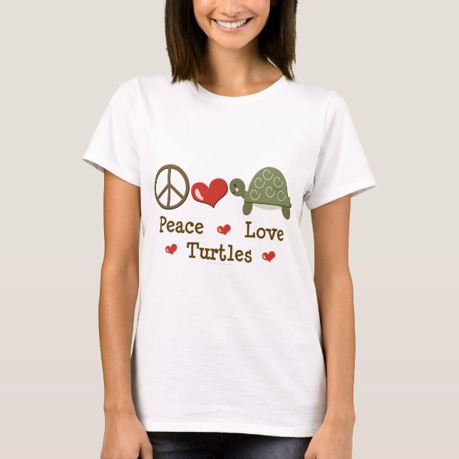 T-shirt de tortues d'amour de paix (Devant)