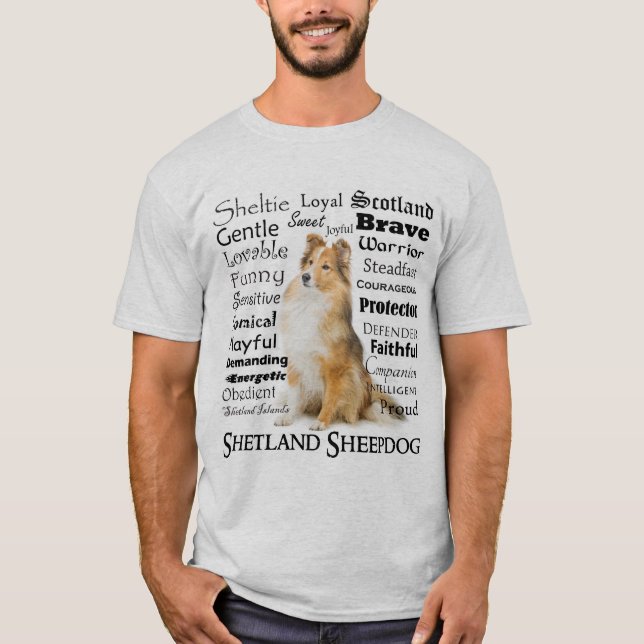 T-shirt de traits de Sheltie (Devant)
