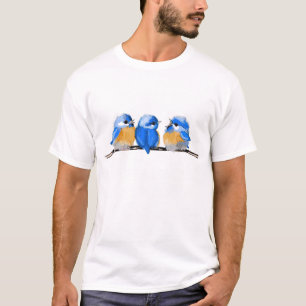 T-shirt de trio d'oiseau bleu de bébé