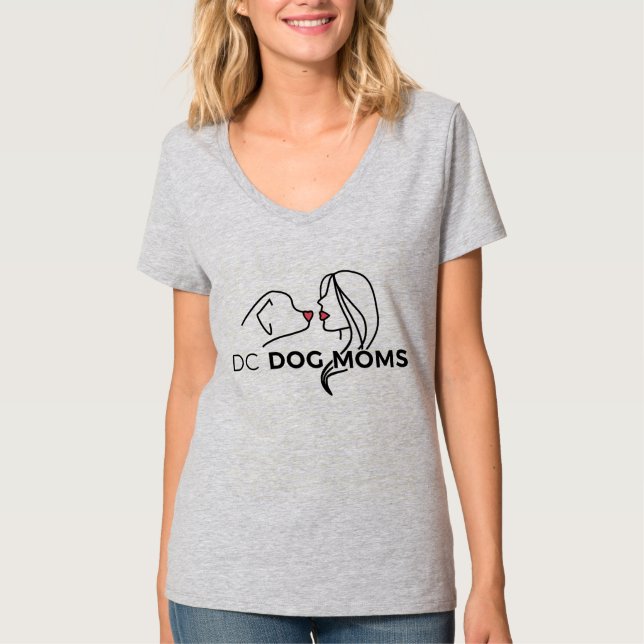 T-shirt de V-Cou de mamans de chien de C.C - (Devant)