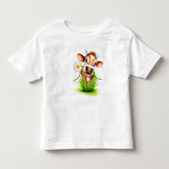 T-shirt de vache à marguerite d'enfant en bas âge (Devant)