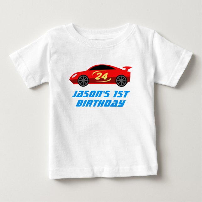T-shirt de voiture de course pour bébé personnalis (Devant)