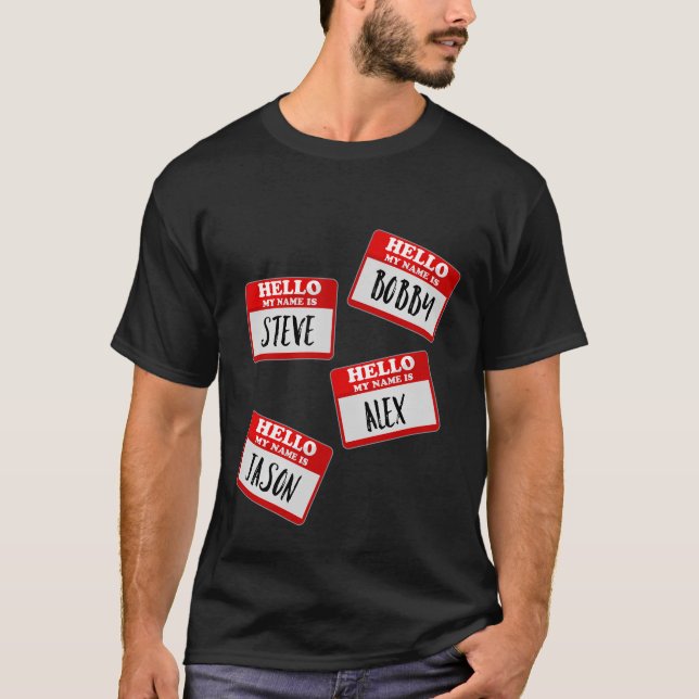 T-Shirt de vol d'identité - Balises Nom amusant Co (Devant)