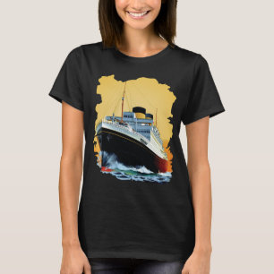 T-Shirt de voyage bleu de paquebot de croisière