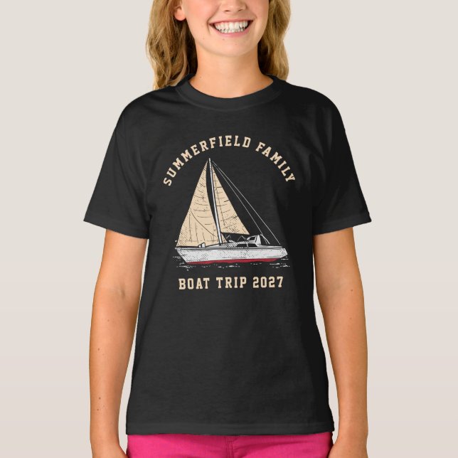 T-Shirt de voyage en bateau de la famille d'appari (Devant)