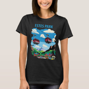T-shirt de voyage Estes Park Gondola Mountain Blue
