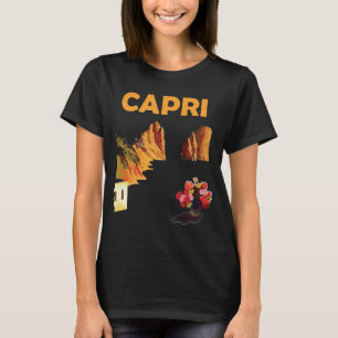 T-Shirt de voyage rétro Capri Italie Falaises côti