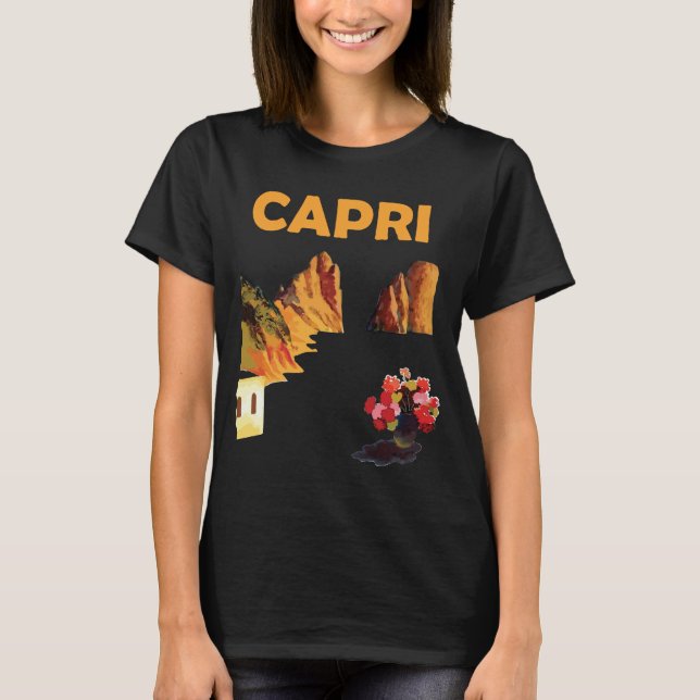 T-Shirt de voyage rétro Capri Italie Falaises côti (Devant)