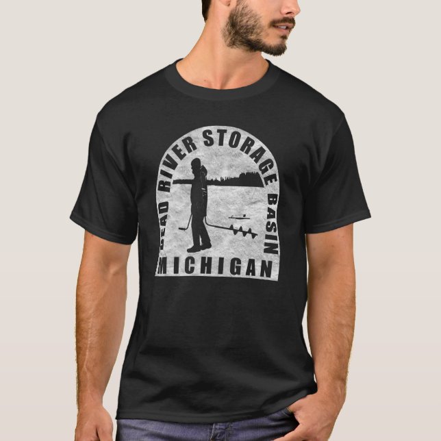 T-shirt Dead River Storage Basin Ice Fishing Michigan (Devant)