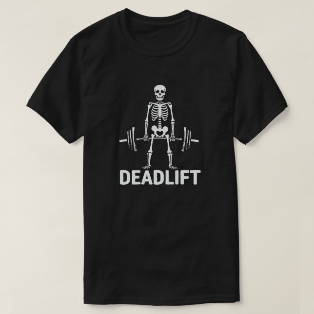 T-shirt Deadlift Funny Halloween Squelette Poids Lifing (Design devant)