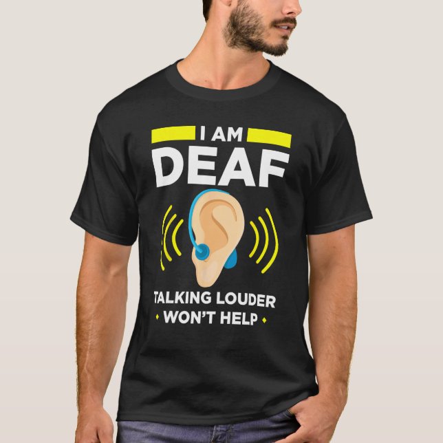 T-shirt Deaf Pride ASL Hand Gesture Hearing Aid Hand Sign  (Devant)