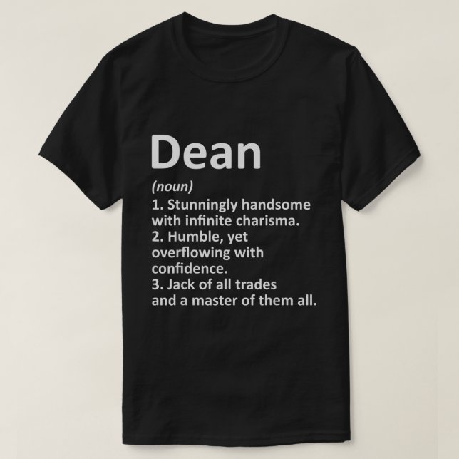 T-shirt DEAN Définition Nom personnalisé Funny Birthday G (Design devant)