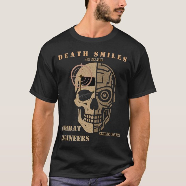 T-shirt Death Smiles Combat Engineer Skull Shirt (Devant)
