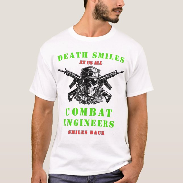 T-shirt Death Smiles  Combat Engineers skull Tactical  (Devant)