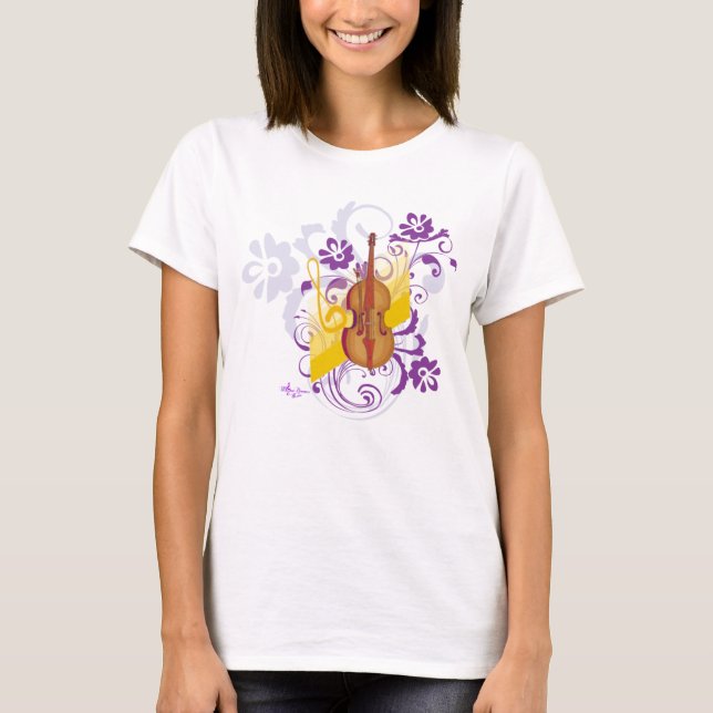 T-shirt Débardeur de culture de fleurs de violon Bella (Devant)