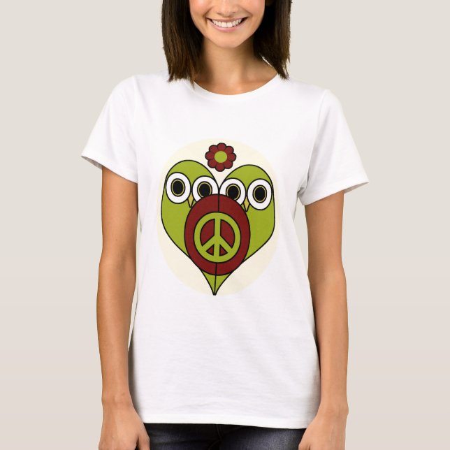 T-shirt Débardeur de hiboux de paix de flower power (Devant)
