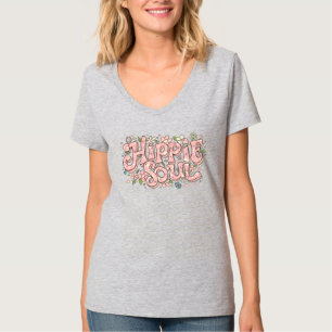 T-shirt DEBARDEUR HIPPIE SOUL (lettres rose pâle)