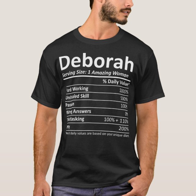 T-shirt DEBORAH Nutrition Nom personnalisé Drôle cadeau (Devant)