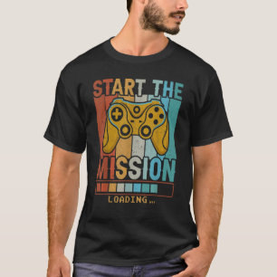 T-shirt Début du jeu Mission Chargement du jeu vidéo Retro
