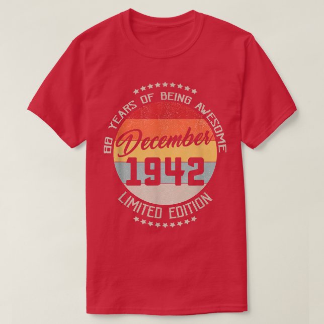 T-shirt Décembre 1942 80e Anniversaire Tee 80 Ans D'être  (Design devant)