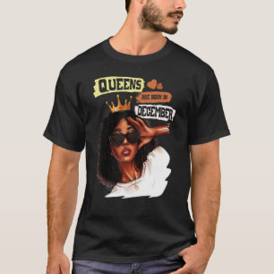 T-shirt Décembre Fille Anniversaire Melanin Afro Queen Pou