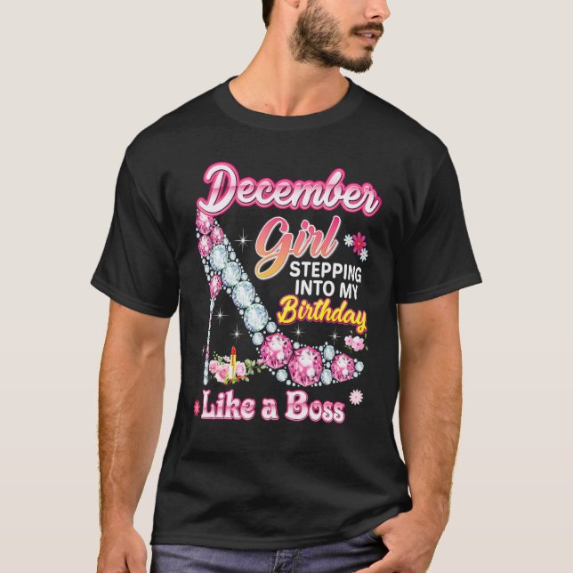 T-shirt Décembre Fille Entrant Dans Mon Anniversaire Comme (Devant)