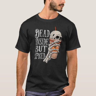 T-shirt Décès À L'Intérieur Mais Épicé Citrouille Crâne Ca