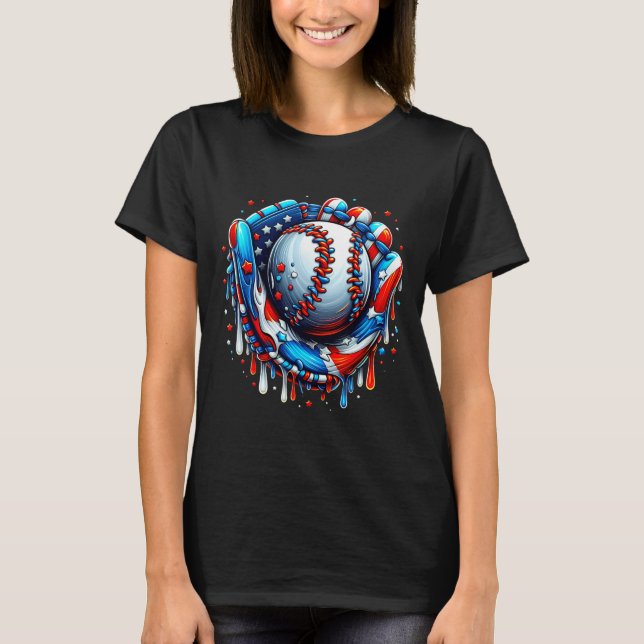 T-shirt Déchets De Baseball Crème De Glace Sprinkles Gant  (Devant)