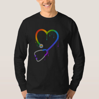T-shirt Déchets Stethoscope Coeur Infirmière Médecin Rainb
